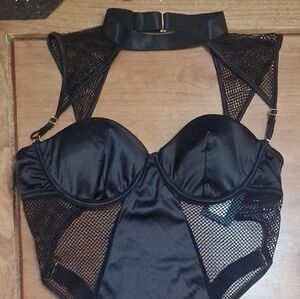 Black Mesh Women's Bodysuit